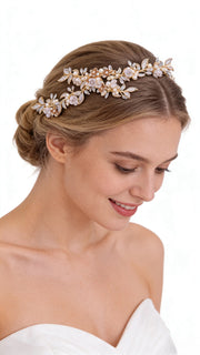 Elysian Handwoven Ethereal Crystal Symphony Bridal Hair Comb - MOGHANT
