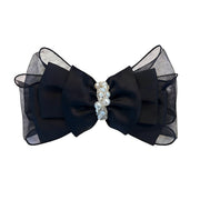 Noir Perla Drapé Layered Bow Barrette - MOGHANT