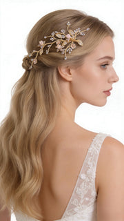 Elysian Handwoven Royal Vintage Foliage Bridal Hair Clip - MOGHANT