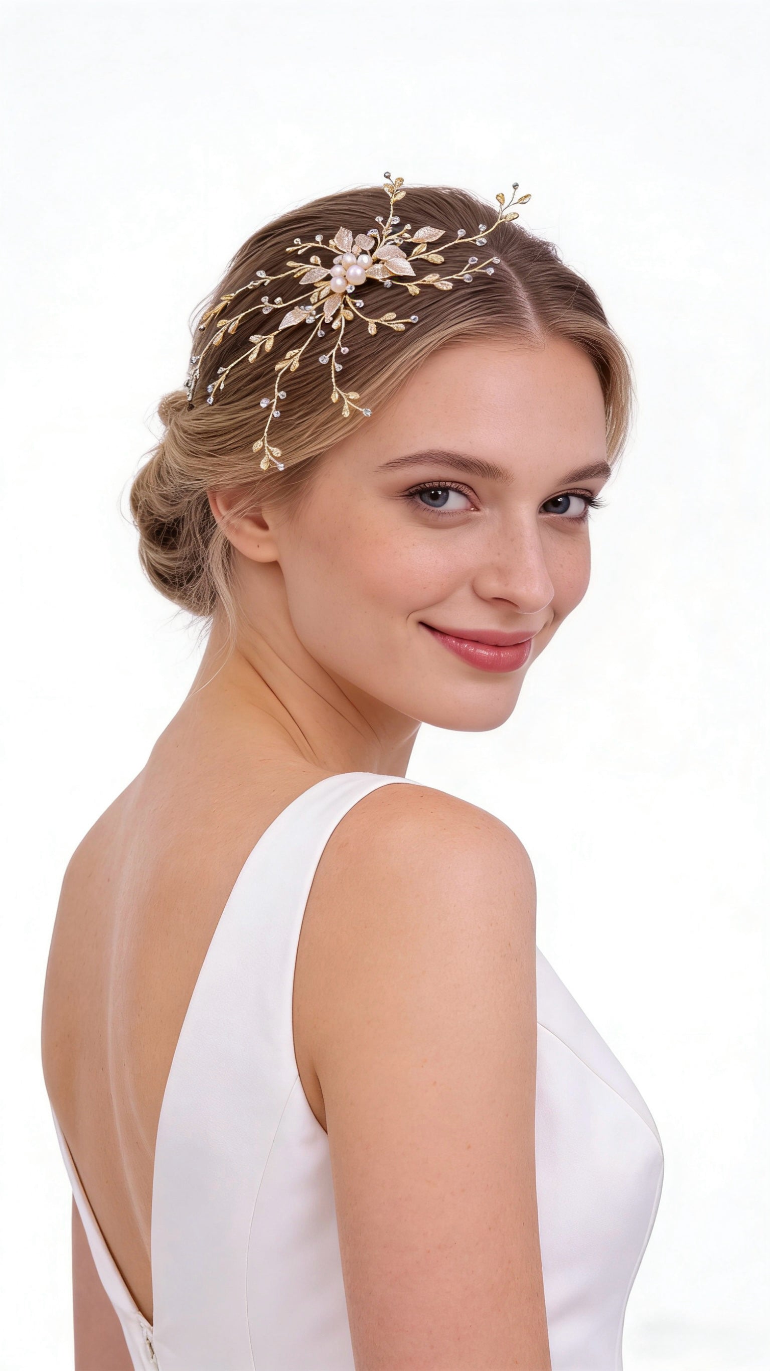 Elysian Handwoven Radiant Pearl Aura Bridal Hair Clip - MOGHANT