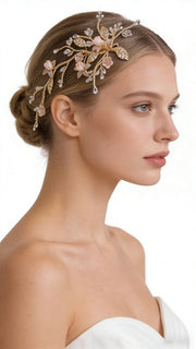 Elysian Handwoven Royal Vintage Foliage Bridal Hair Clip - MOGHANT