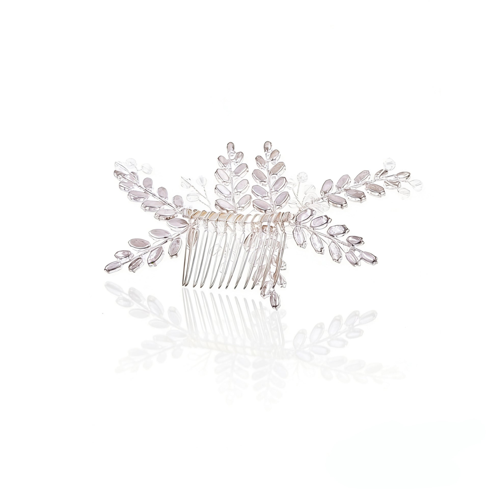 Elysian Handwoven Austrian Crystal Verdant Leaf Bridal Hair Comb - MOGHANT