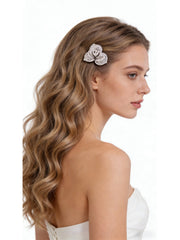 Lumina Layered Rose Micro Pavé Bridal Hair Comb - MOGHANT