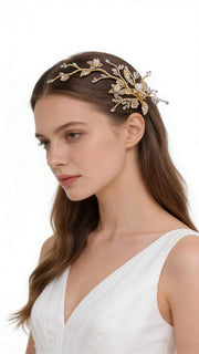 Elysian Handwoven Royal Vintage Foliage Bridal Hair Clip - MOGHANT