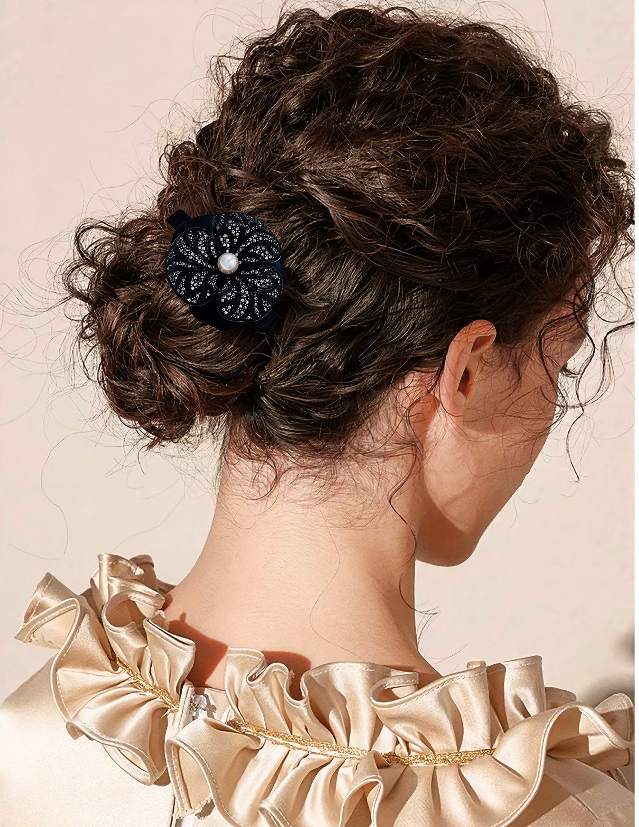 Camélia de Rêve · Noire Sculptée Barrette