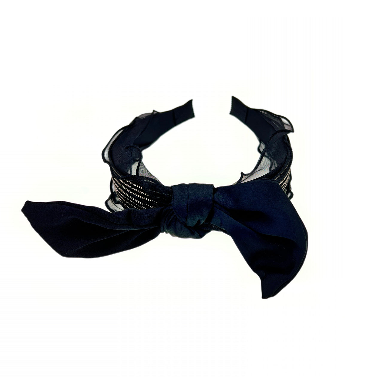 Éclat de Duchesse Rhinestone Wide Headband with Removable Bow