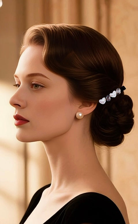 Moonstone Mist · Heart Pearl Alligator Clip