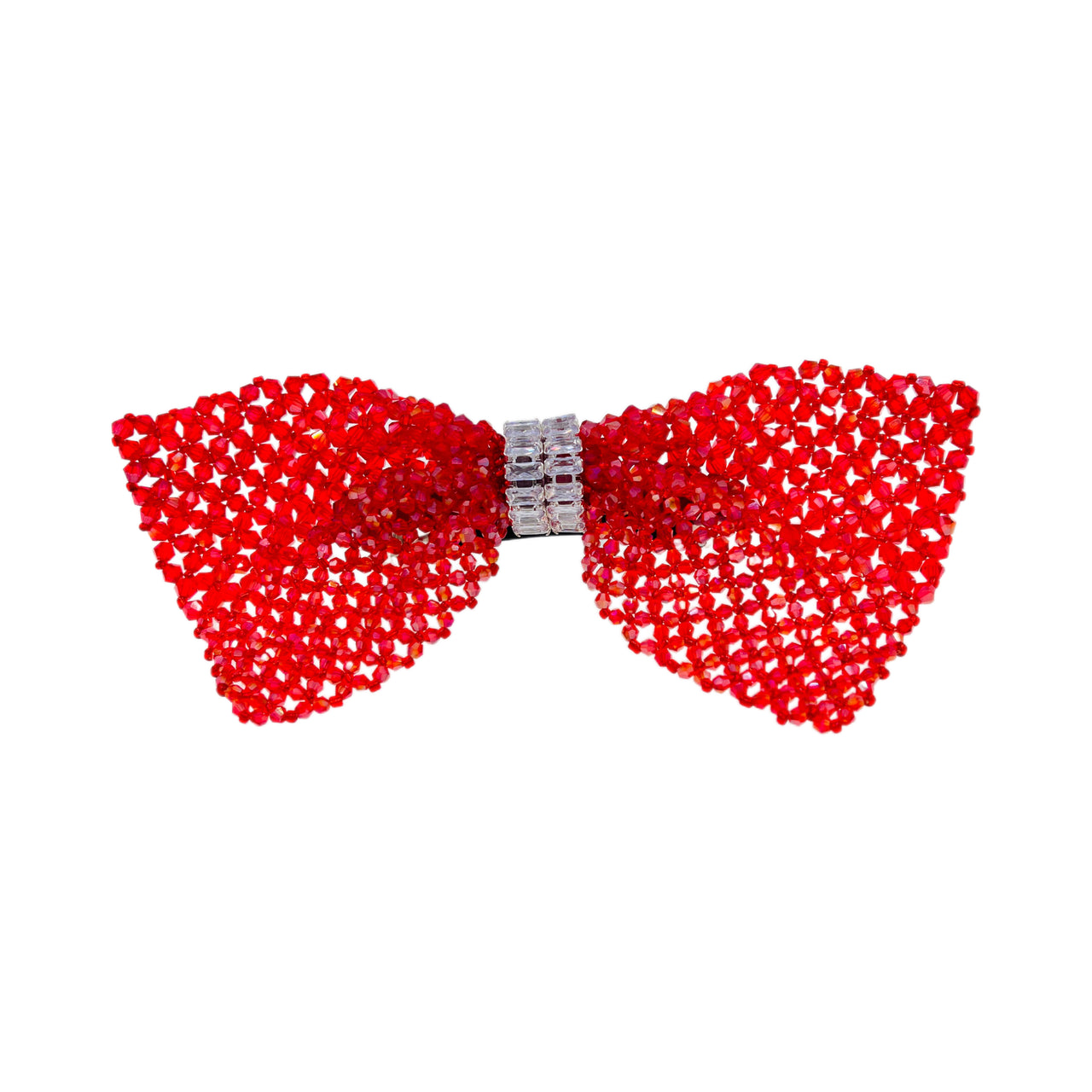 Crystal Bow Élégance · Handwoven Barrette