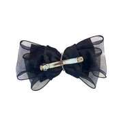 Noir Perla Drapé Layered Bow Barrette - MOGHANT