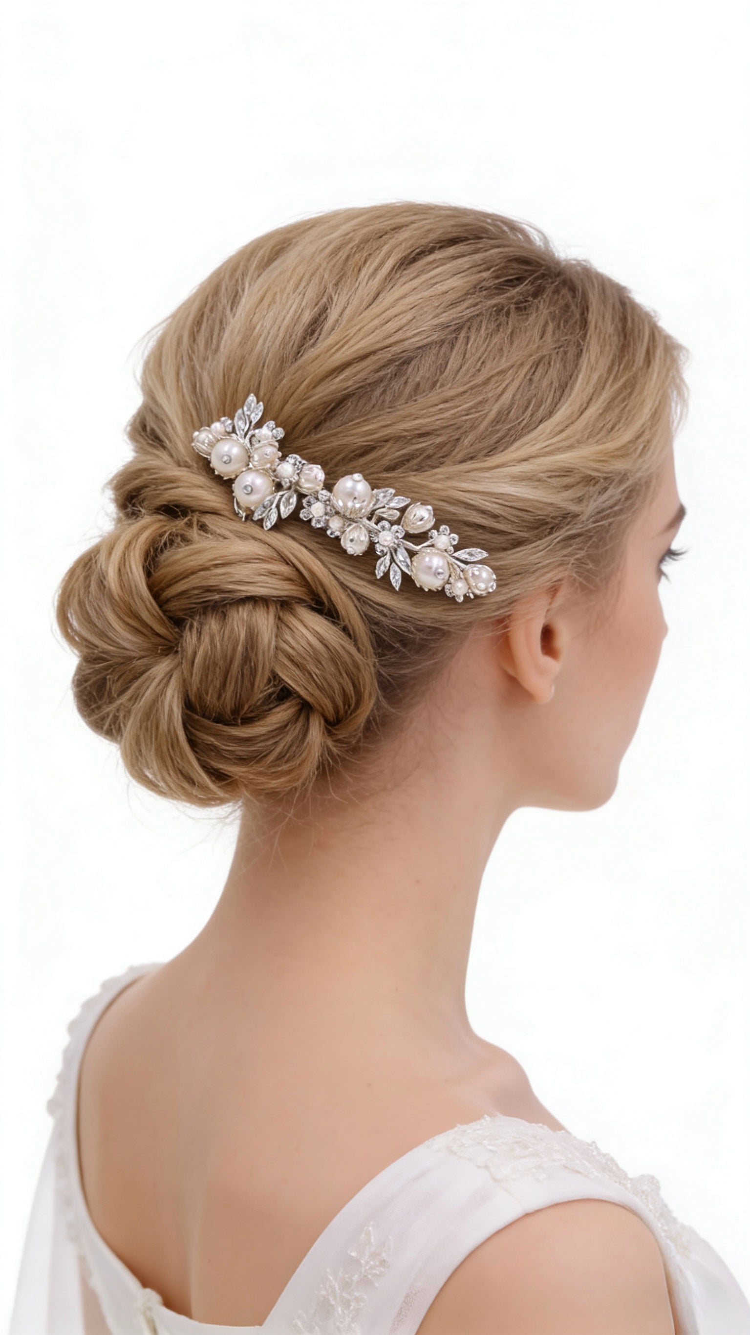 Elysian Handwoven Minimal Pearl Blossom Bridal Hair Comb - MOGHANT