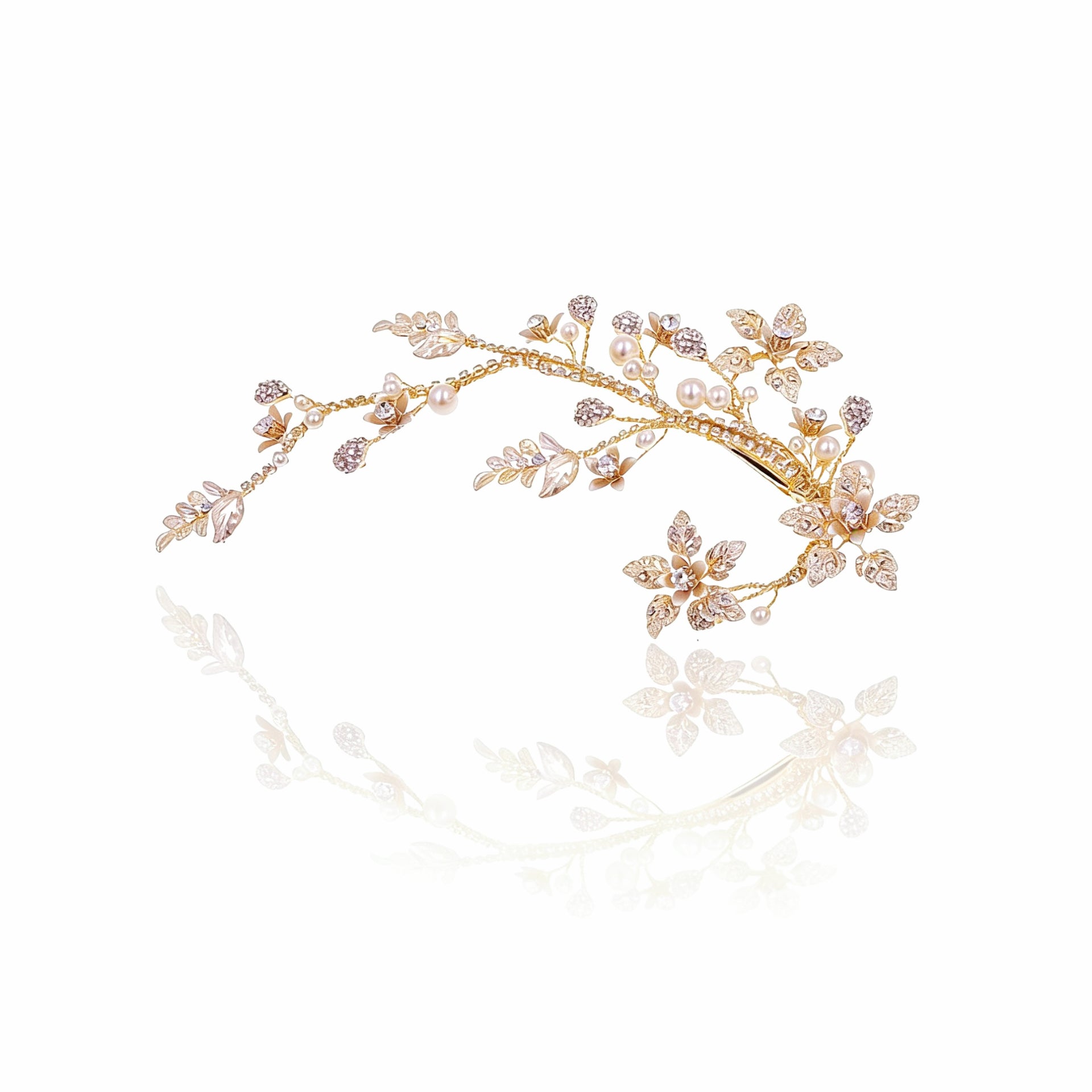 Elysian Handwoven Blooming Branch Bridal Hair Clip - MOGHANT