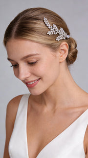 Aurora Silver Leaf Bridal Hair Comb - MOGHANT
