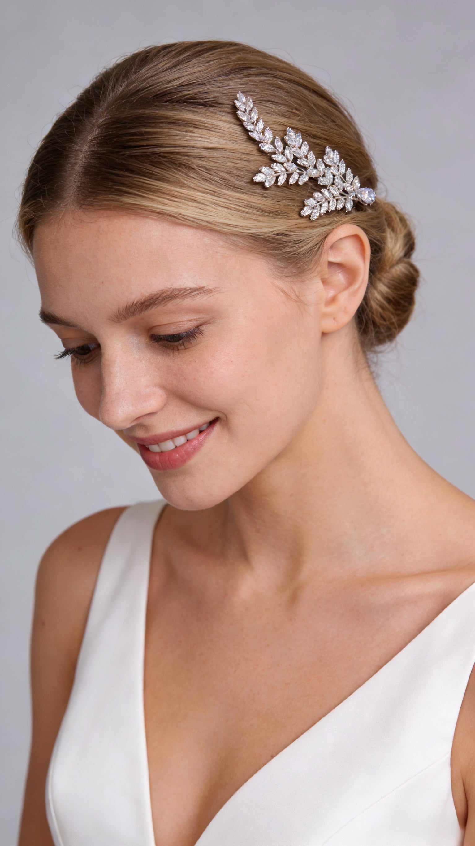 Aurora Silver Leaf Bridal Hair Comb - MOGHANT