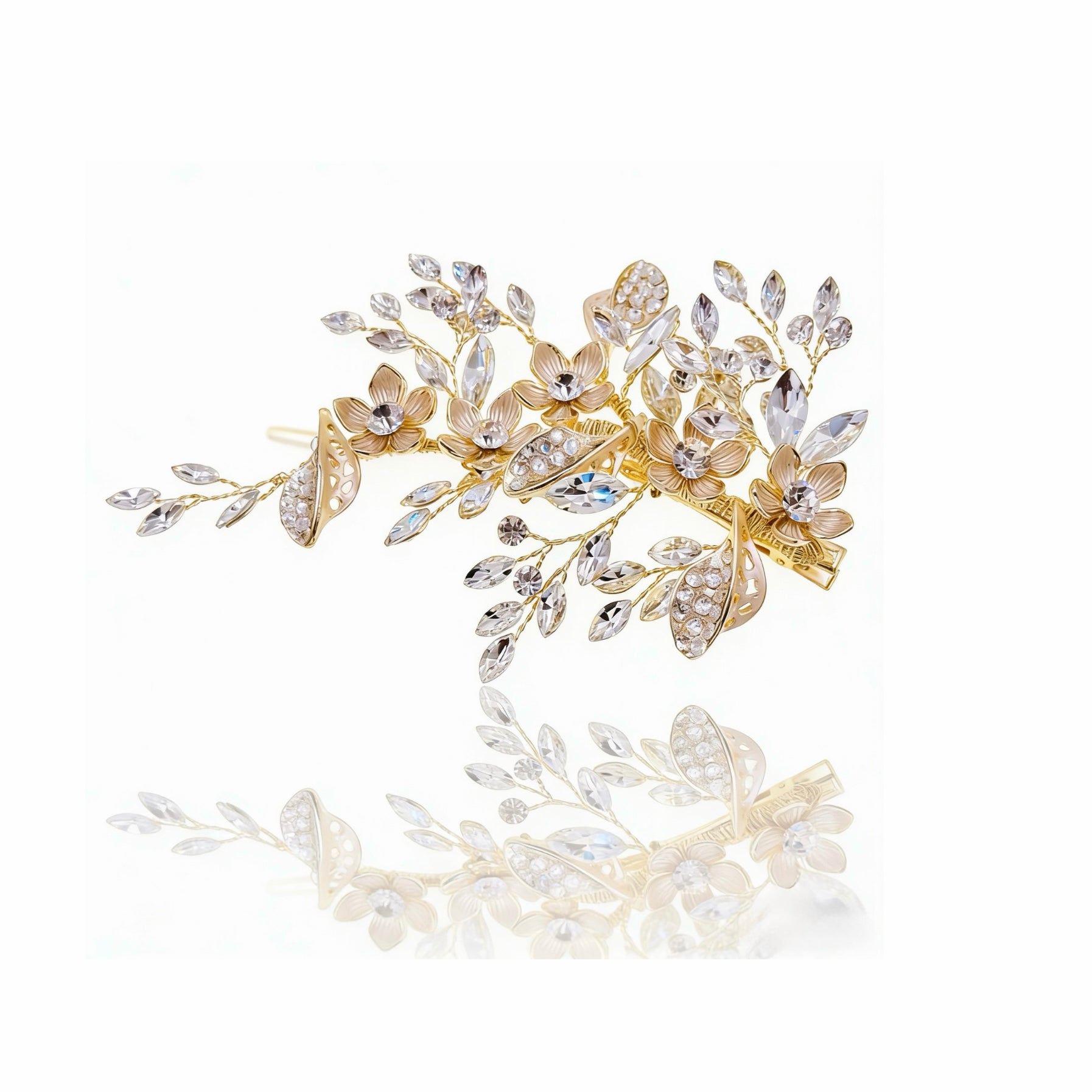 Elysian Handwoven Crystal Wildflower Bridal Hair Clip - MOGHANT