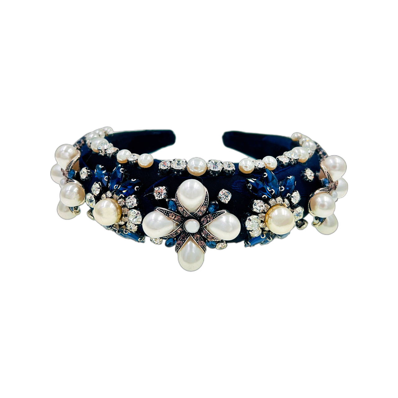 Baroque Midnight · Pearl & Sapphire Gem Headband