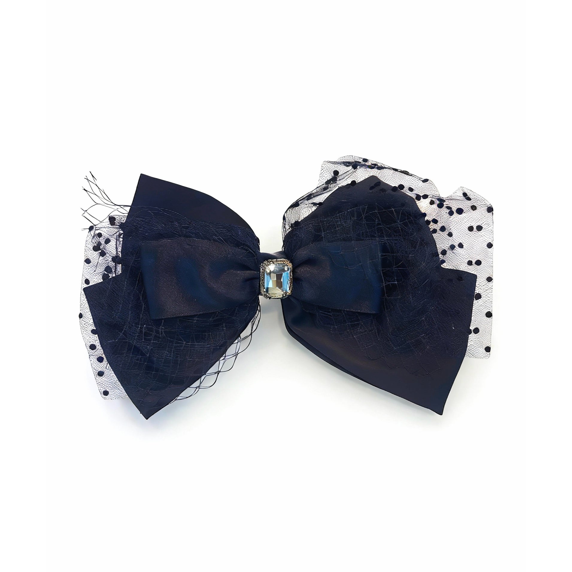 Mystère Gem Tulle-Infused Bow Barrette - MOGHANT