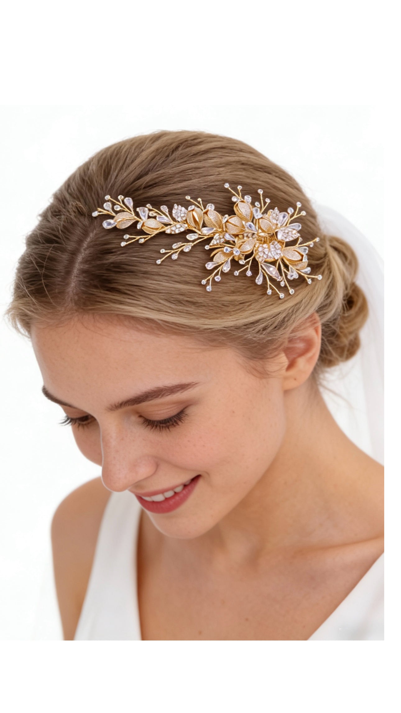Elysian Handwoven Budding Rose Luxe Bridal Hair Clip - MOGHANT