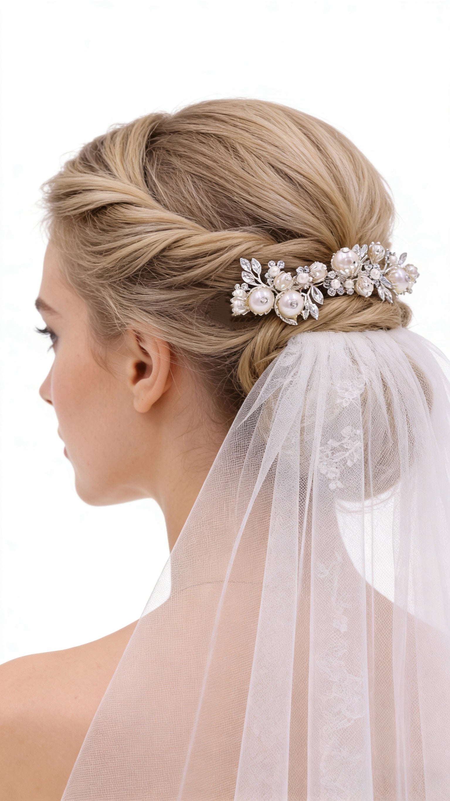 Elysian Handwoven Minimal Pearl Blossom Bridal Hair Comb - MOGHANT