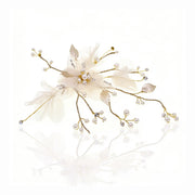 Elysian Handwoven Textured Floral Pearl Whisper Bridal Hair Clip - MOGHANT