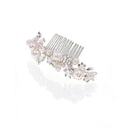 Elysian Handwoven Minimal Pearl Blossom Bridal Hair Comb - MOGHANT