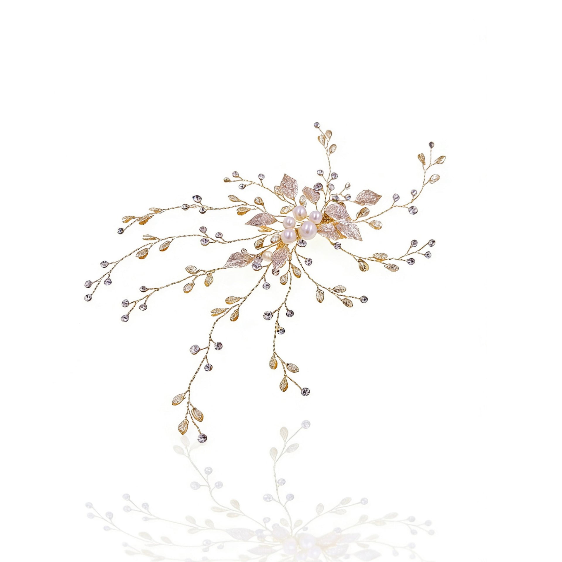 Elysian Handwoven Radiant Pearl Aura Bridal Hair Clip - MOGHANT