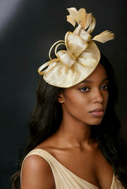 Abacá Bow & Plume Fascinator F3008 - MOGHANT