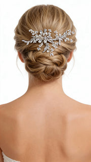 Elysian Handwoven Crystal Leaf Cascade Bridal Hair Clip - MOGHANT