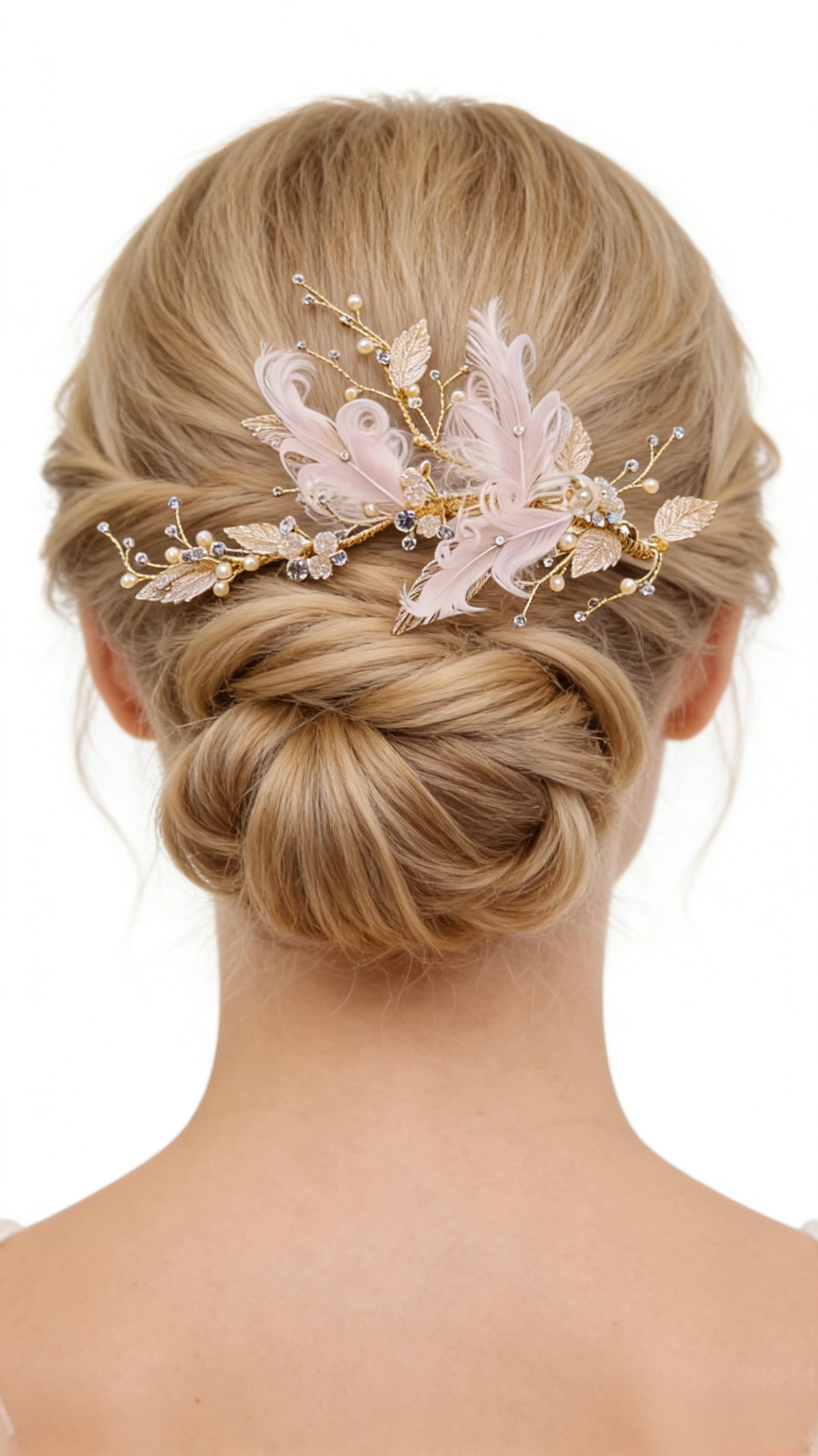 Elysian Handwoven Royal Feather Foliage Bridal Hair Clip - MOGHANT