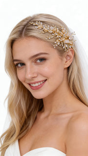 Elysian Handwoven Budding Rose Luxe Bridal Hair Clip - MOGHANT