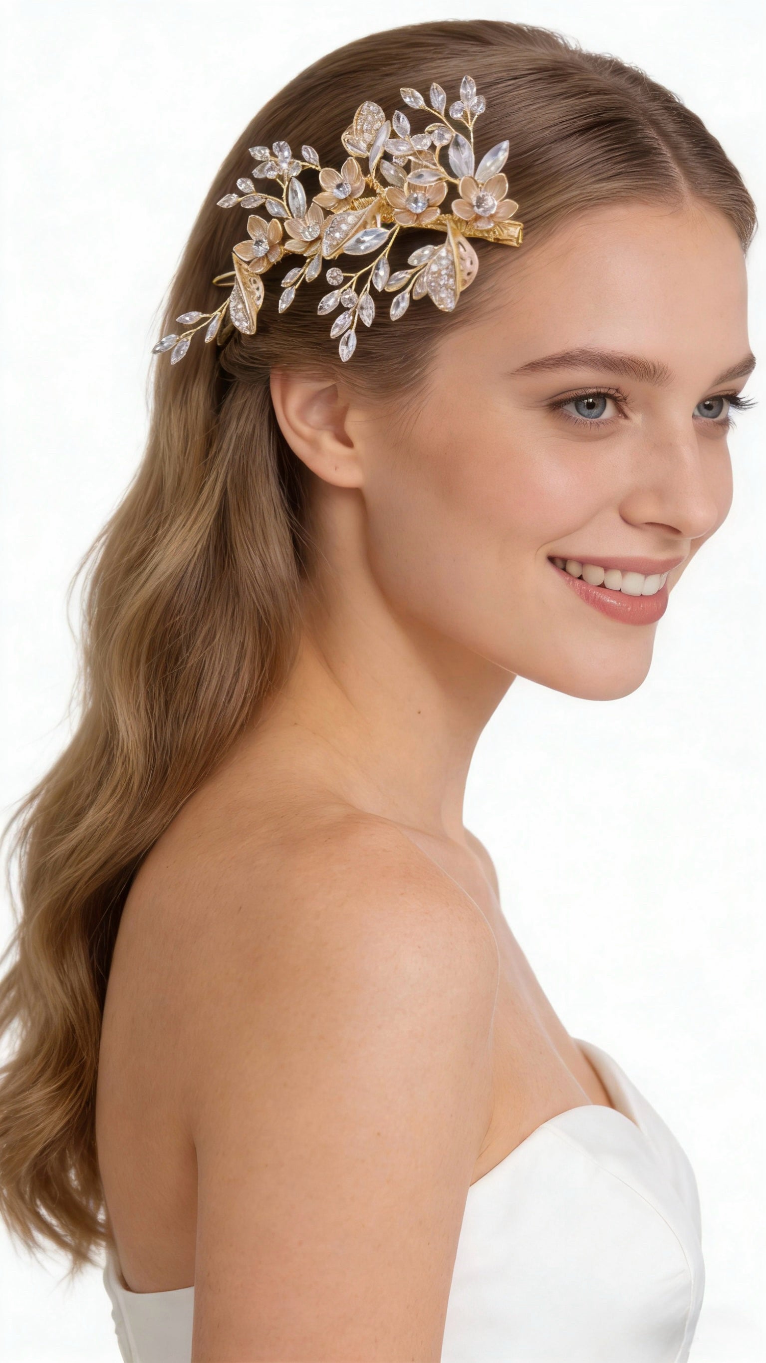 Elysian Handwoven Crystal Wildflower Bridal Hair Clip - MOGHANT