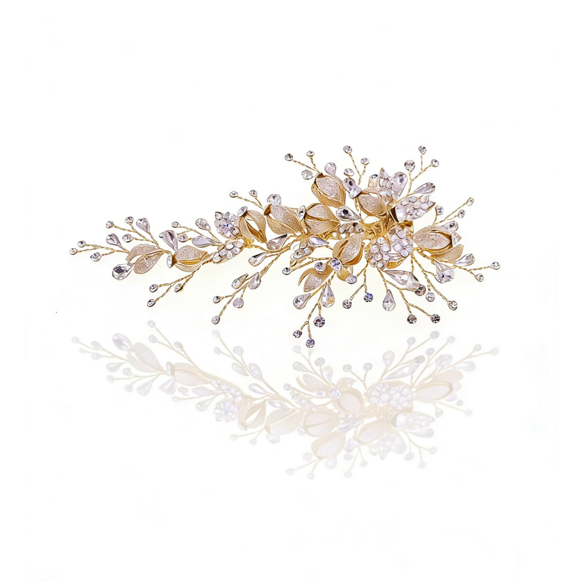 Elysian Handwoven Budding Rose Luxe Bridal Hair Clip - MOGHANT