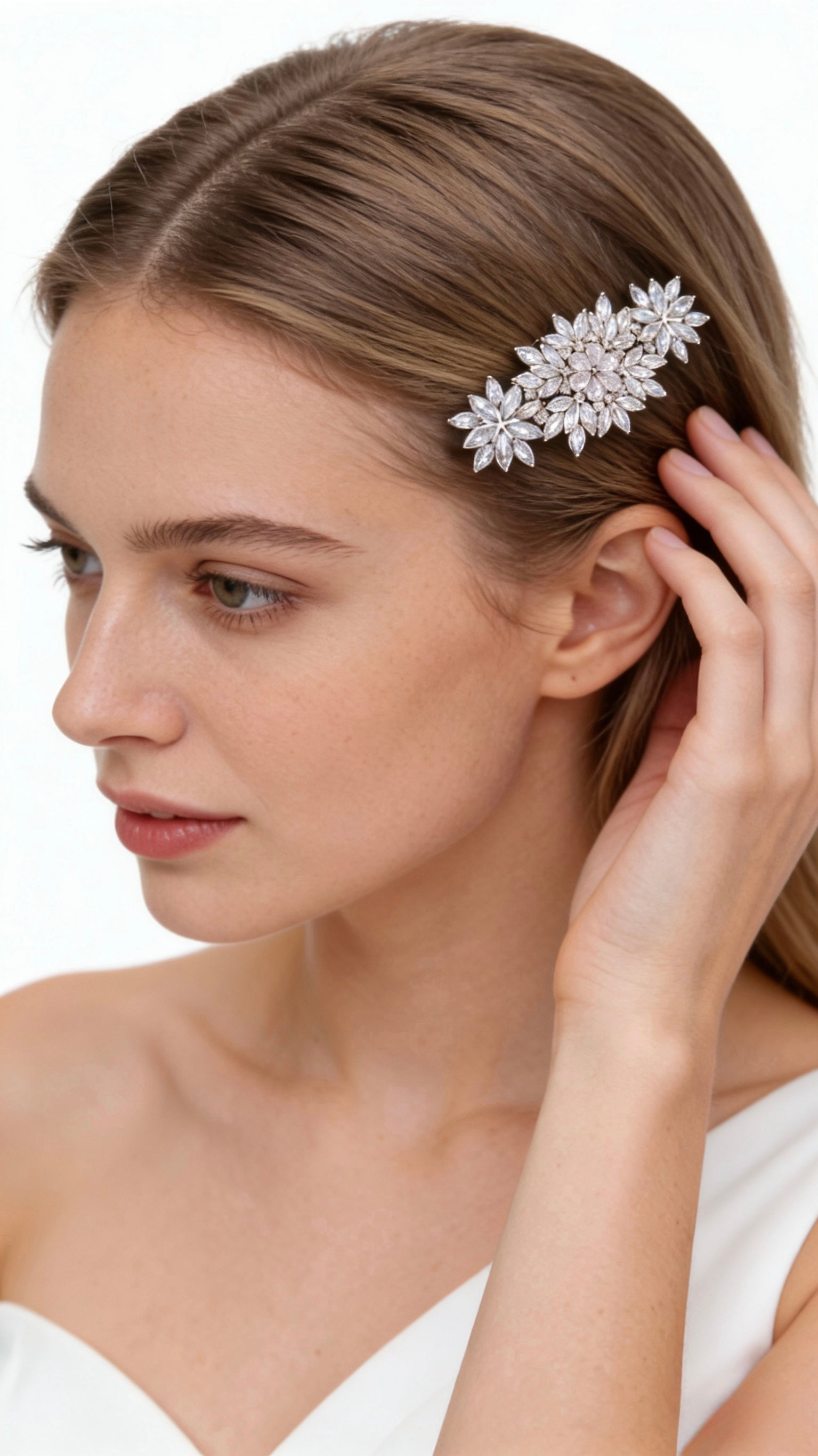 Lumina Ethereal Floral Cascade Bridal Hair Comb - MOGHANT