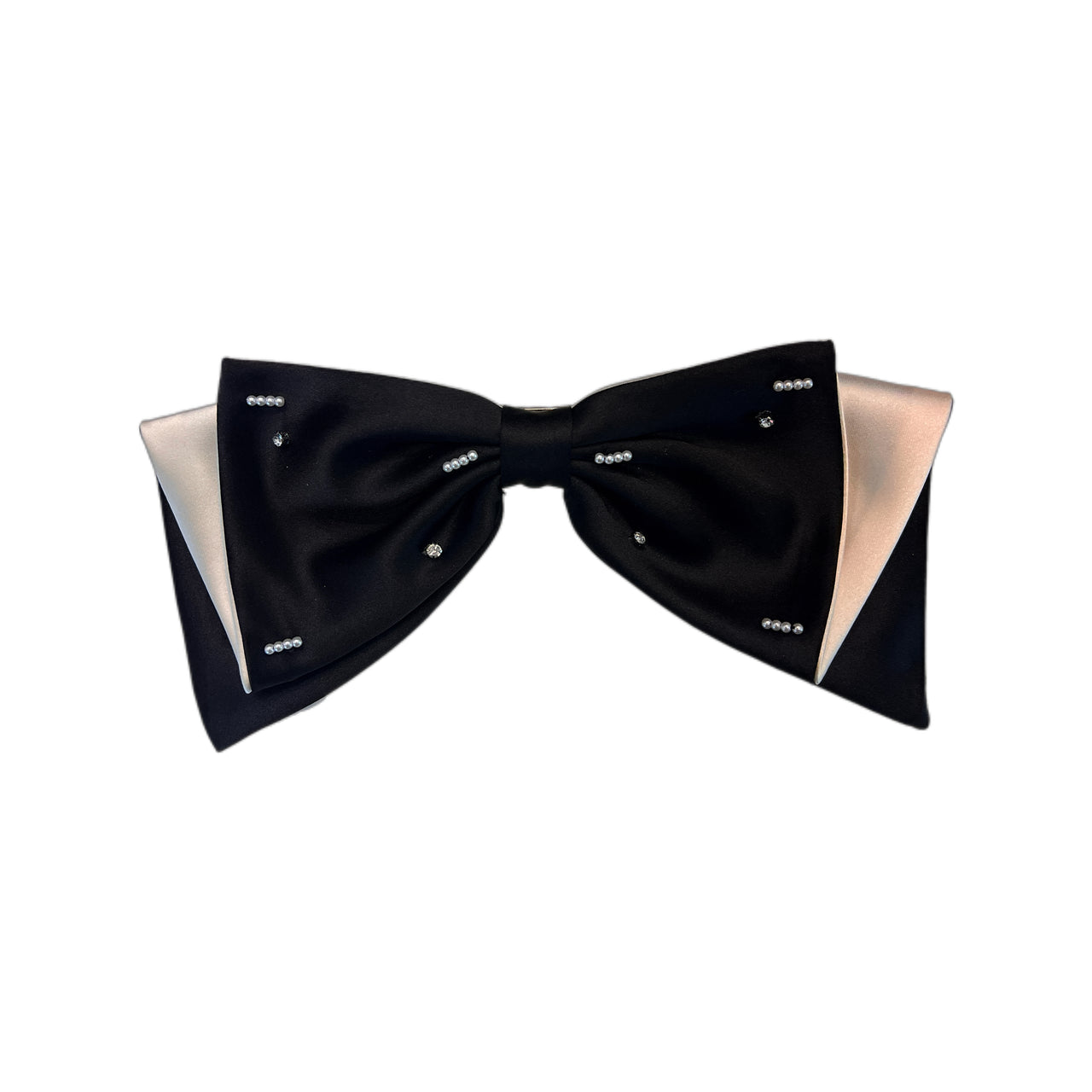 Élégance Noire Satin Contrast Bow Barrette - MOGHANT