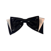 Élégance Noire Satin Contrast Bow Barrette - MOGHANT