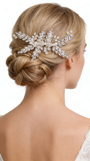 Elysian Handwoven Austrian Crystal Verdant Leaf Bridal Hair Comb - MOGHANT