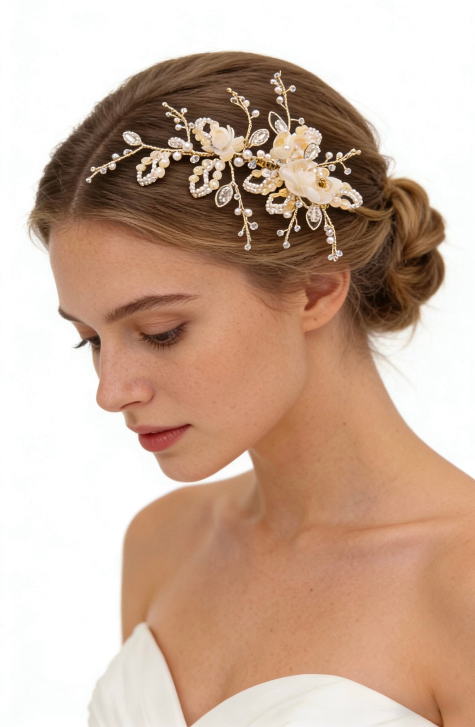 Elysian Handwoven Blossom Vine Bridal Hair Clip - MOGHANT
