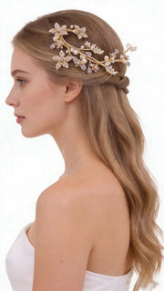 Elysian Handwoven Blooming Branch Bridal Hair Clip - MOGHANT