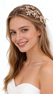 Elysian Handwoven Blooming Branch Bridal Hair Clip - MOGHANT