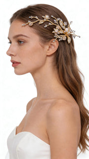 Elysian Handwoven Royal Vintage Foliage Bridal Hair Clip - MOGHANT