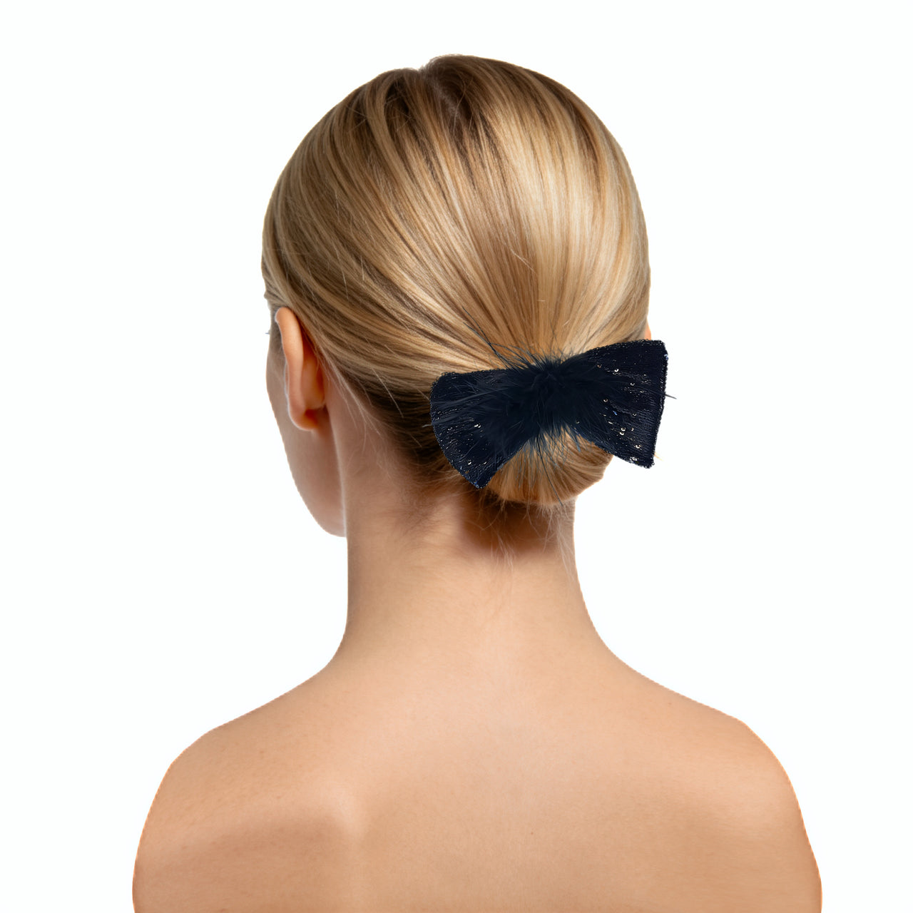 Plume Éclat Tweed Ostrich Bow Barrette - MOGHANT