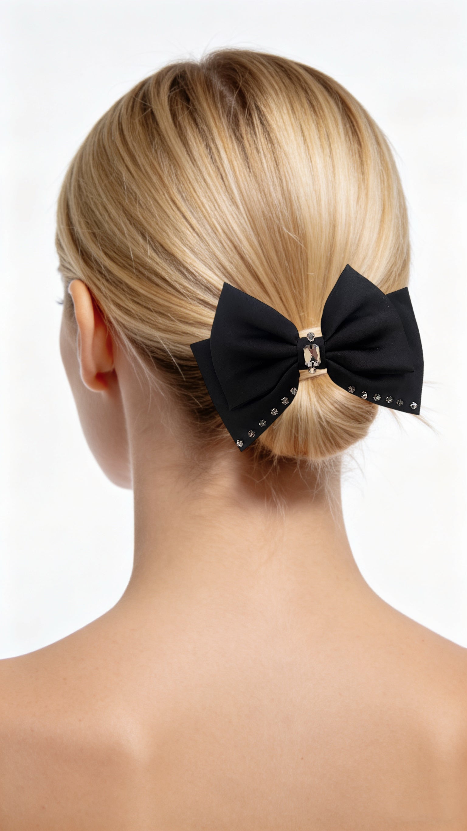 Lumière Cristal Satin Minimal Bow Barrette - MOGHANT