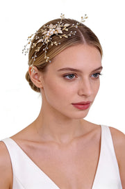 Elysian Handwoven Radiant Pearl Aura Bridal Hair Clip - MOGHANT