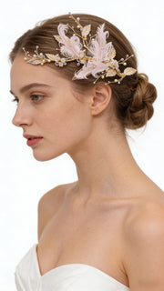 Elysian Handwoven Royal Feather Foliage Bridal Hair Clip - MOGHANT