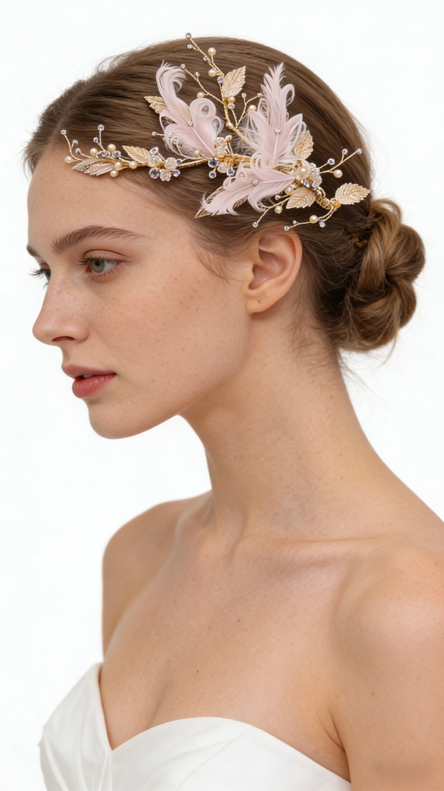 Elysian Handwoven Royal Feather Foliage Bridal Hair Clip - MOGHANT