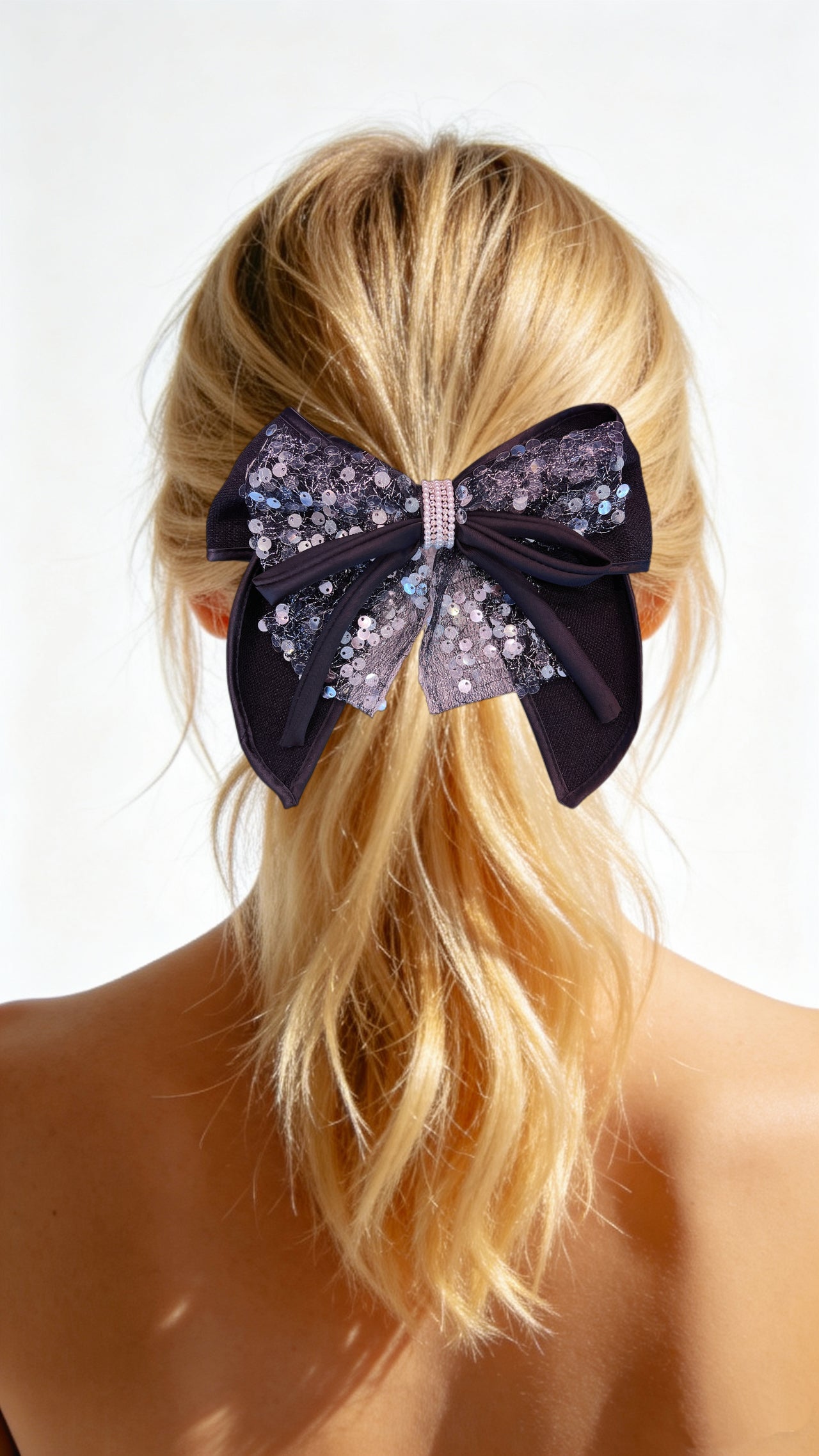 Argent Lumière Layered Bow Barrette