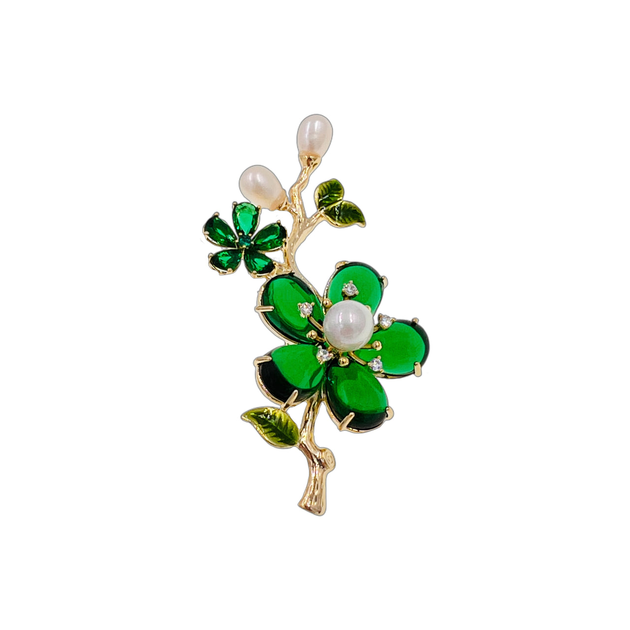Verdure Épanouie · Blooming Wild Green Brooch