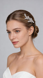 Aurora Silver Leaf Bridal Hair Comb - MOGHANT