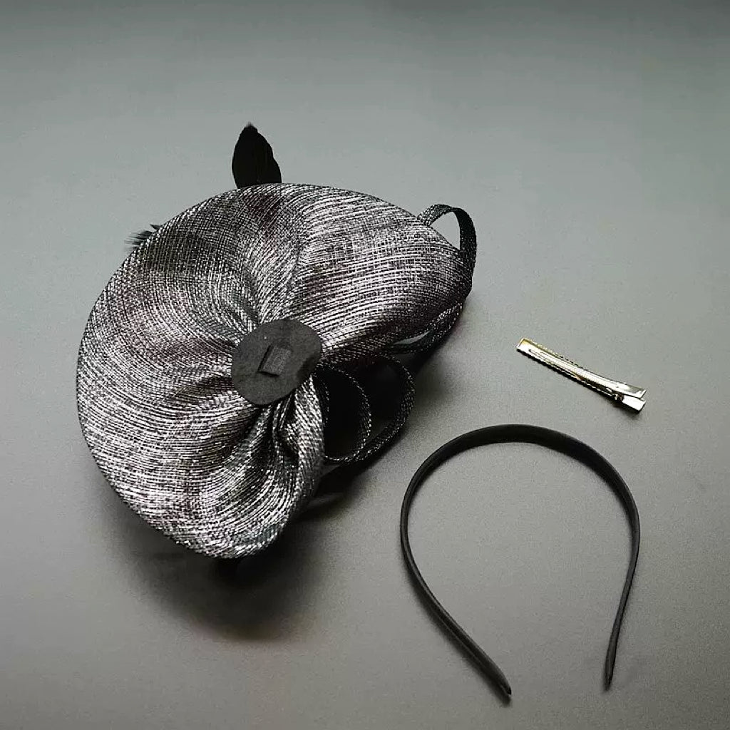 Abacá Bow & Plume Fascinator F3008 - MOGHANT
