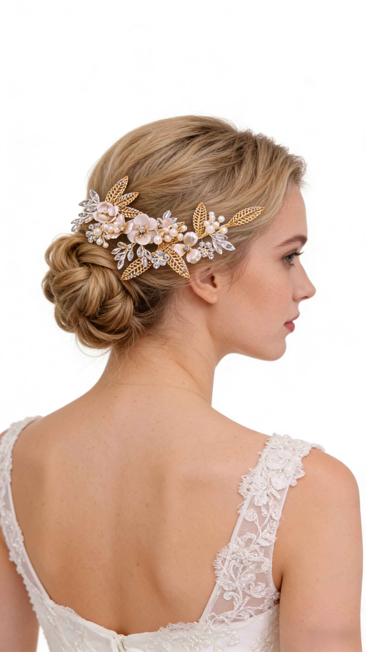 Elysian Handwoven Vintage Metal Crystal Bloom Bridal Hair Clip - MOGHANT