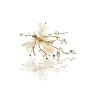 Elysian Handwoven Textured Floral Pearl Whisper Bridal Hair Clip - MOGHANT